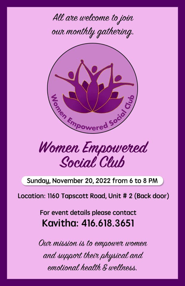 Women Empowered Social Club monthly gathering November 2022